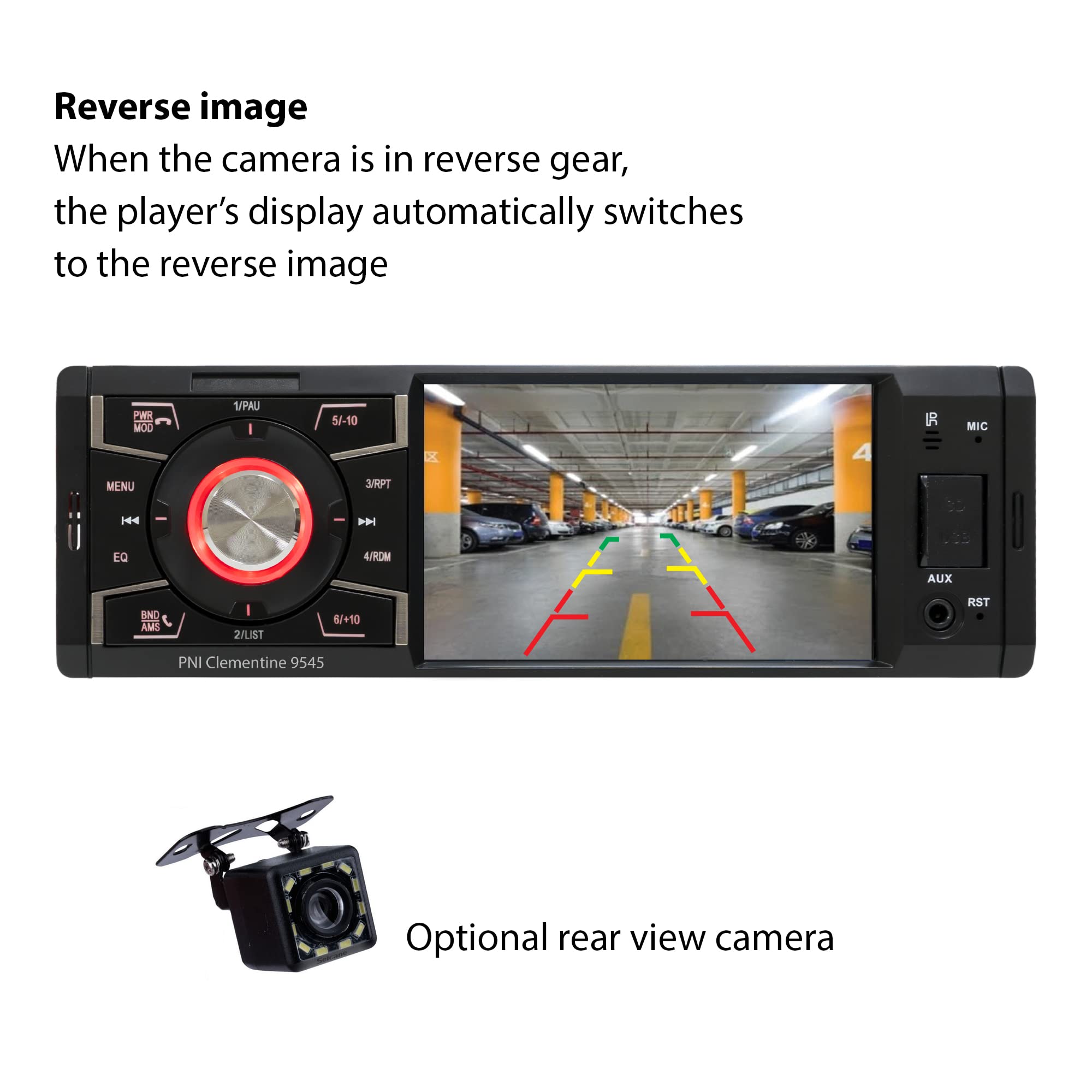 Autoradio, Voiture Stéréo, Car MP5 Player, Lecteur Multimedia PNI Clementine 9545 1DIN 4 Pouces écran, 50W x 4, Bluetooth, Radio FM, SD et USB, 2 RCA vidéo in/Out
