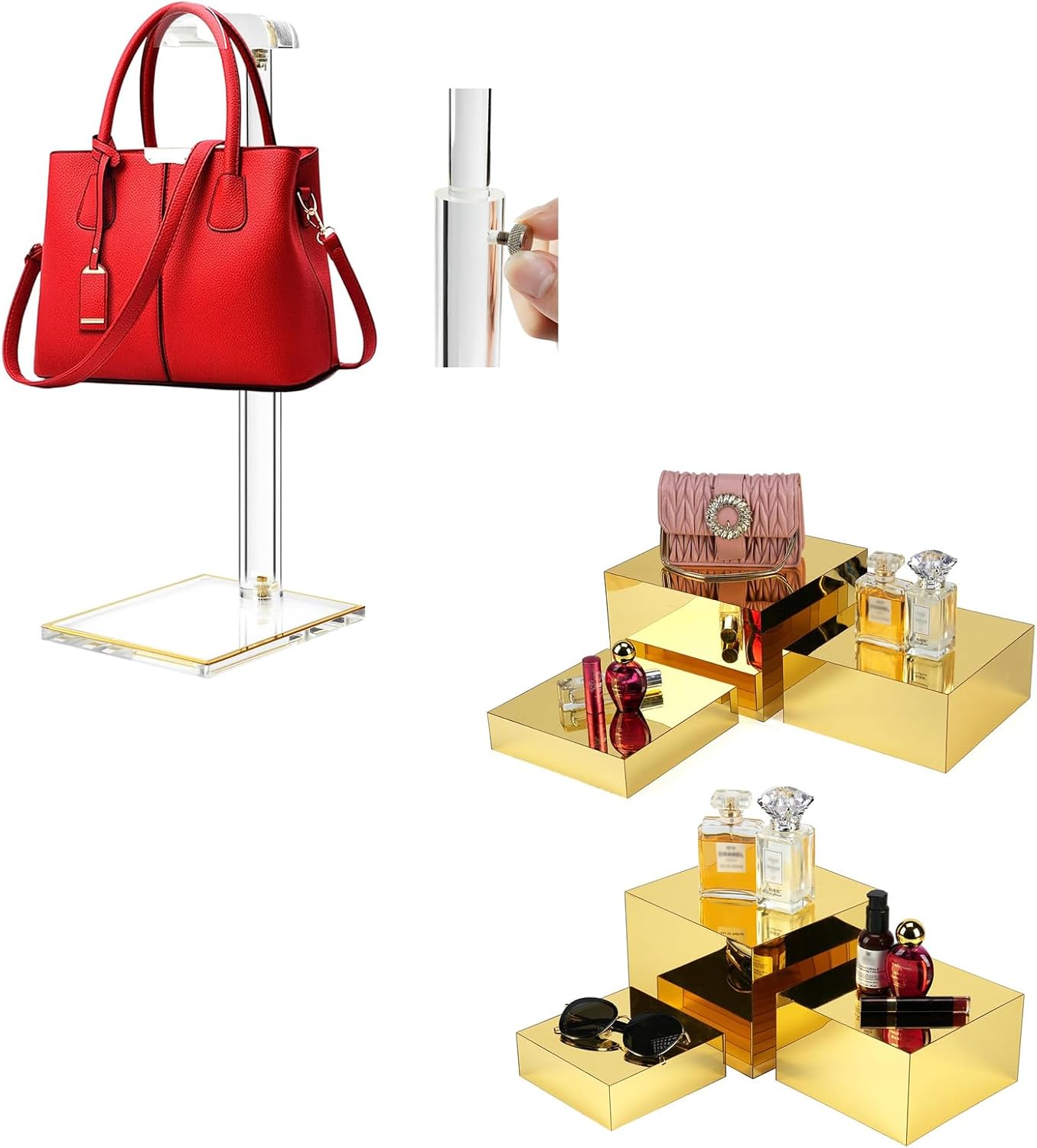 1Pack Acrylic Purse Display Stand and 6pcs Acrylic Display Stand