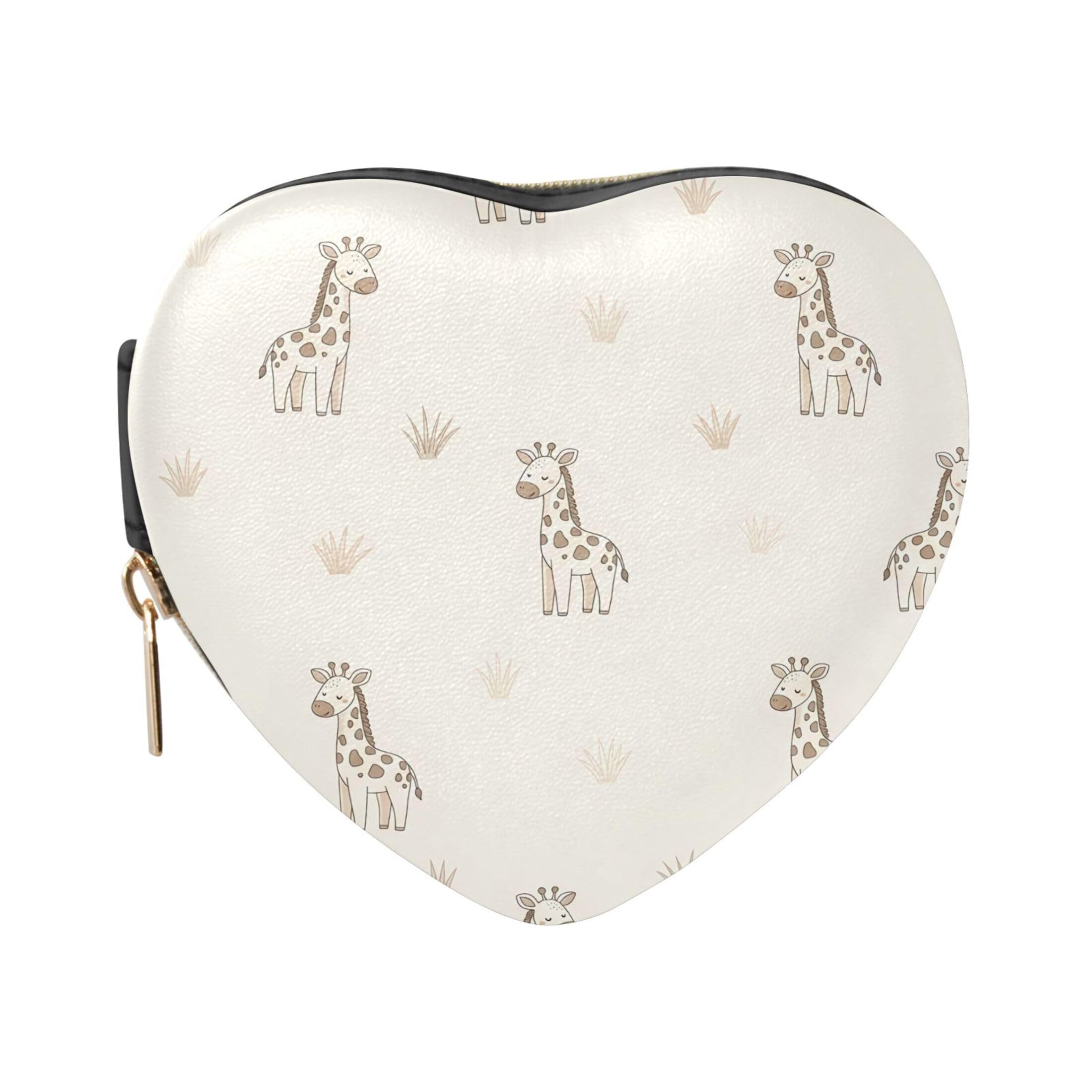 Fuauuyl Cute Giraffe Small Jewelry Box Heart-Shaped Jewelry Case, Portable Travel Organizer Bridesmaid Proposal Gift for Women Girls