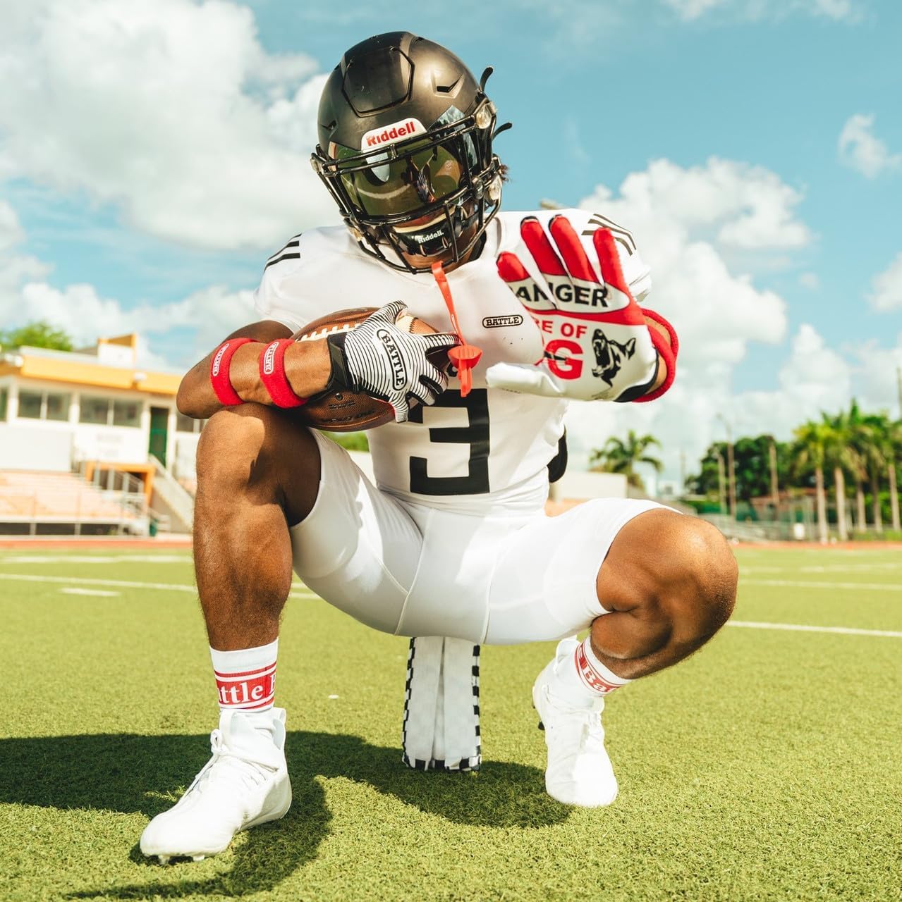 Doom 1.0 Receiver Football Gloves: Beware of Dog by Battle Sports