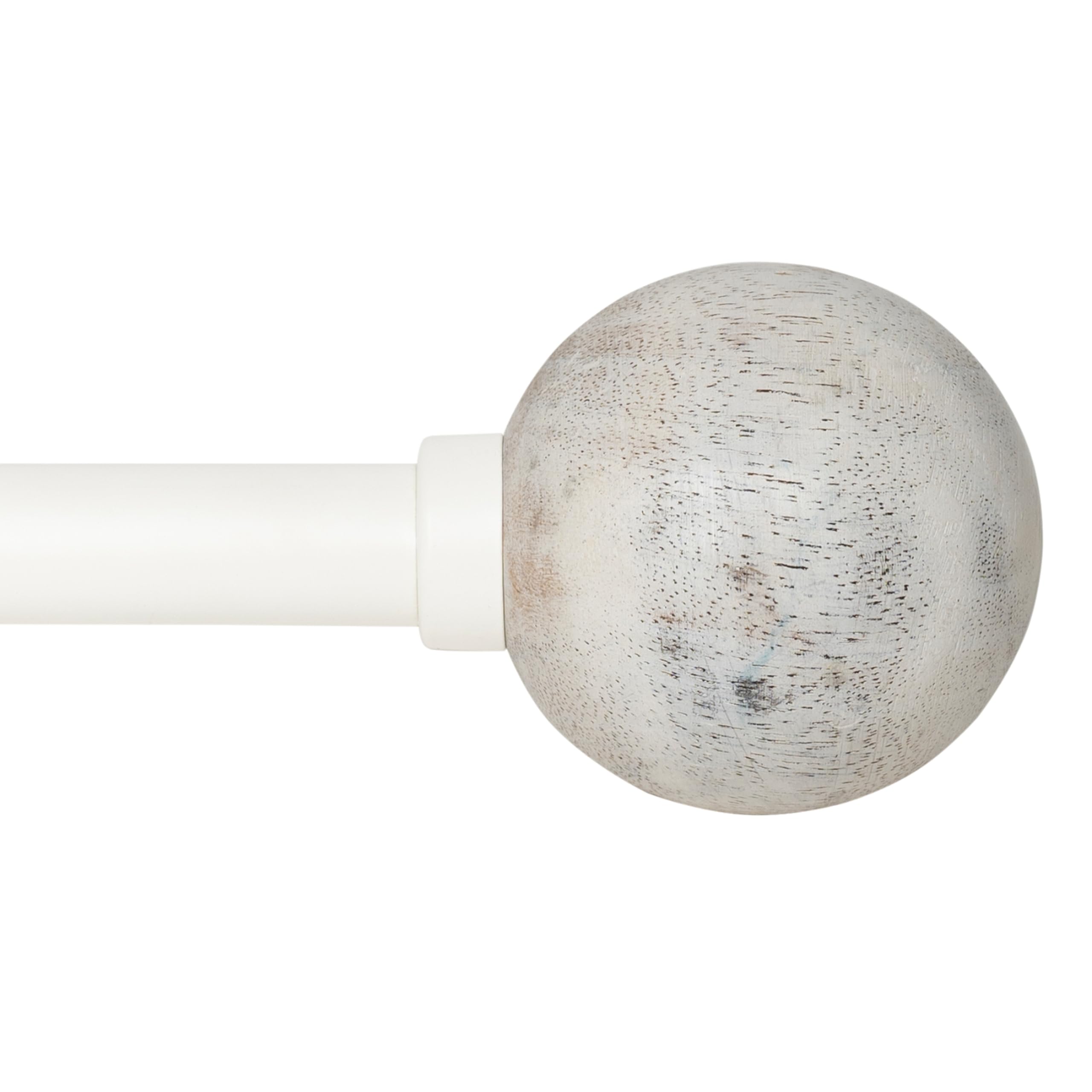 Deco Window Adjustable Curtain Rod for Windows 44 to 120 Inch Extendable Heavy Duty 3/4 Inch Iron Drapery Pole with Wooden Ball Finials Wall Mount French Door Farmhouse Curtain Rods (Pack of 1, White)