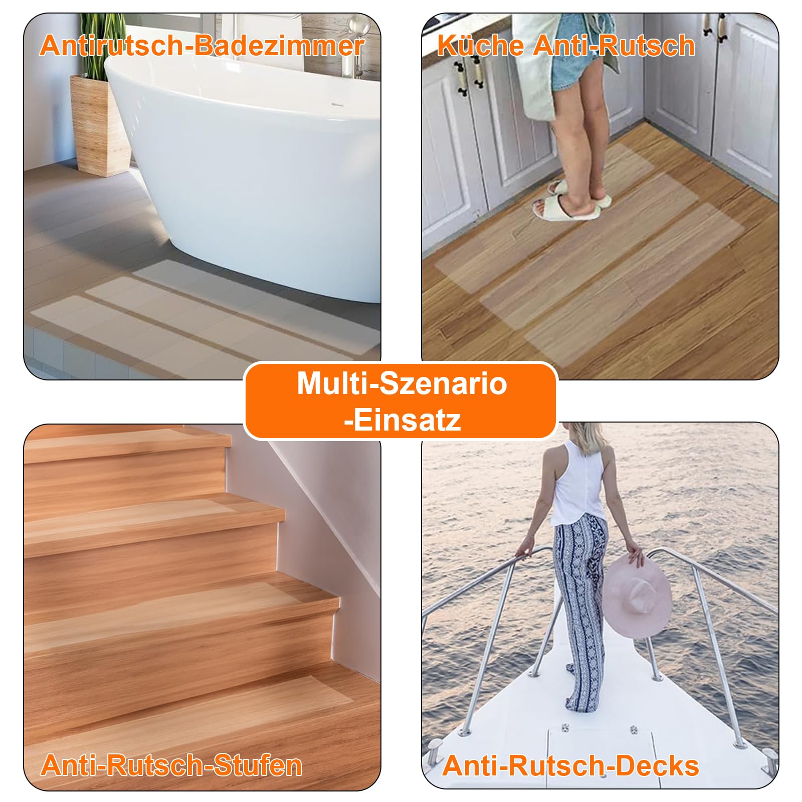 Tappetini per gradini – Tappetini autoadesivi per gradini 15 pezzi (15 x 60 cm) + rotolo adesivo – impermeabile antiscivolo anticaduta protezione scale per scale, bagni e balconi