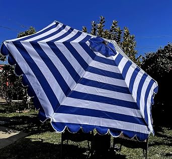 BELLRINO DECRO Royal / White Scalloped Edge Replacement Edge Umbrella Canopy for 9ft 6 Ribs Canopy Only C004-6RW-ROYAL
