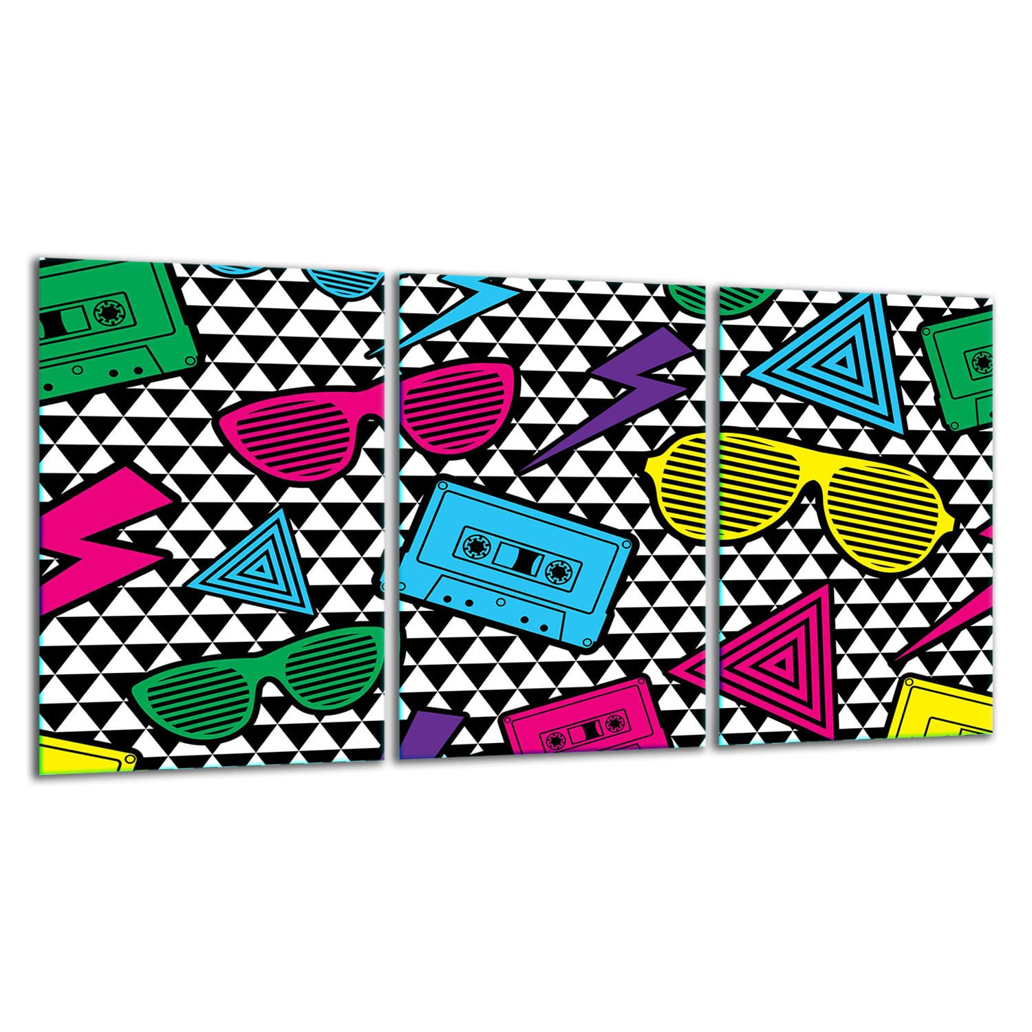 TMK | Piastre di copertura per piano cottura in ceranfeld 3 pezzi 30 x 52 cm | copertura per piano cottura elettrico a induzione | paraschizzi | tagliere in vetro | Pop art