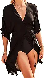 Saida De Praia Kimono Vestido Plus Size e Slim Traspassado Envelope Feminino Verão Bata Transparente