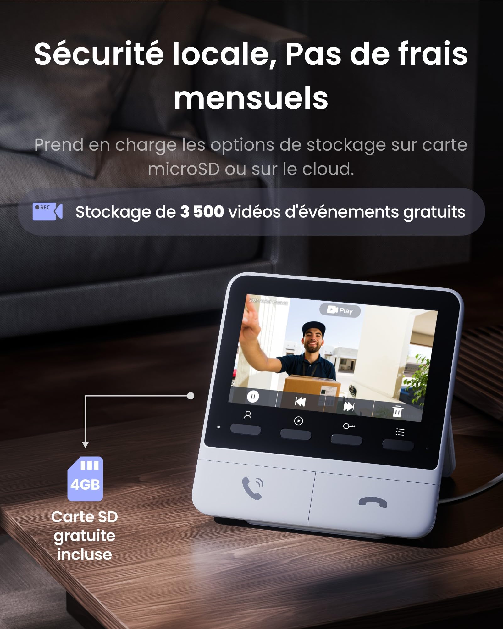 Switchbot Sonnette de Porte avec Caméra, Sonnette Intelligente avec caméra et Panneau Solaire, 2K Sonnette Vidéo Intelligente avec Écran Couleur de 4,3 Pouces