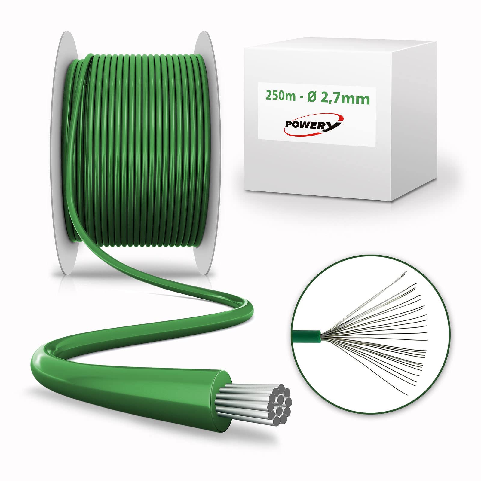 akku-net Câble de délimitation de 250 m compatible avec tondeuse robot Gardena, Husqvarna Automower 2,7 mm.