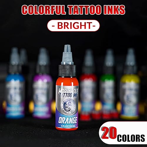 Miniatura 3 de Wormhole Kit de tatuaje Kit completo de máquina de tatuaje 20 tinta de tatuaje 30 agujas de tatuaje para principiantes TK123