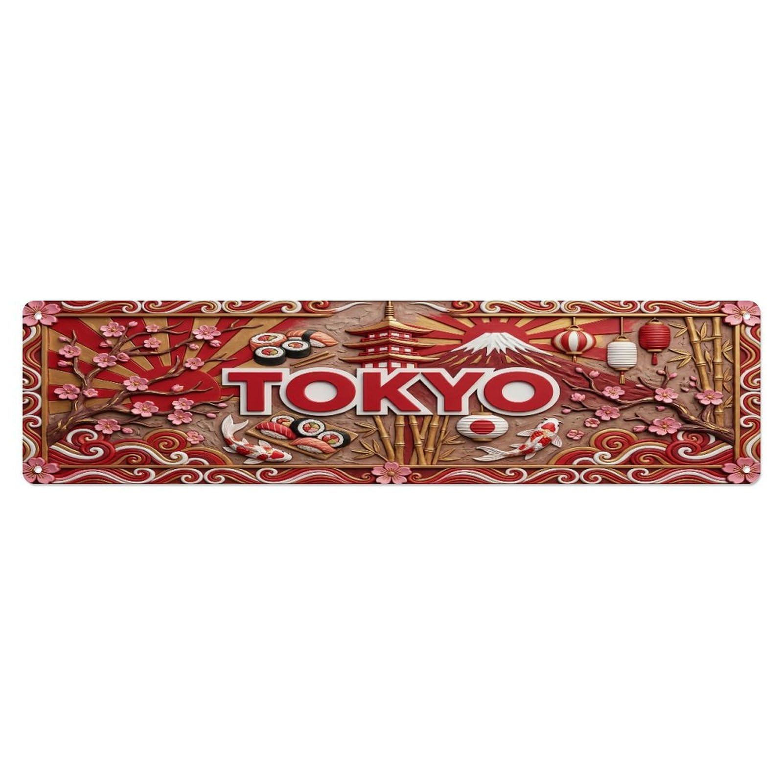 Xanthor Style Metal Tin Sign Vintage Tokyo Japan Flag Pattern 1