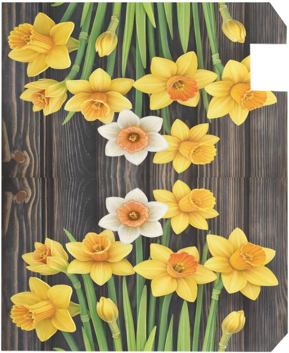 WOOR Spring Daffodils Flowers The Wooden Magnetic Mailbox Cover MailWraps Garden Yard Home Decor for Outside Standard Size-18"x 20.8"