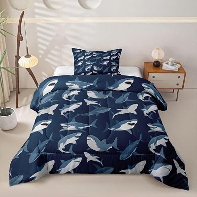 Erosebridal Shark Comforter Set, Twin