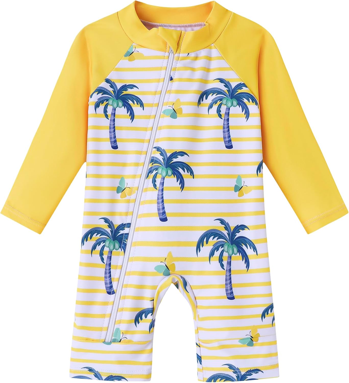 Baby Boy Swimsuit One Piece Long Sleeve Zipper Bathing Suit UPF 50+ Sun Protection Rashguard Swimwear 0-24 Months