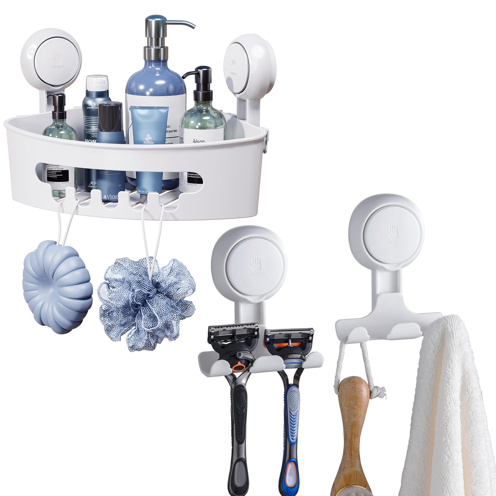 TAILI Suction Cup Razor Holder and Corner Shower Caddy