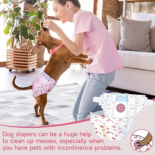 Miniatura 6 de Pet Soft Pañales desechables para perras, pañales para perras con agujero de cola de espuma ajustable, ultra protección, pañales para cachorros y