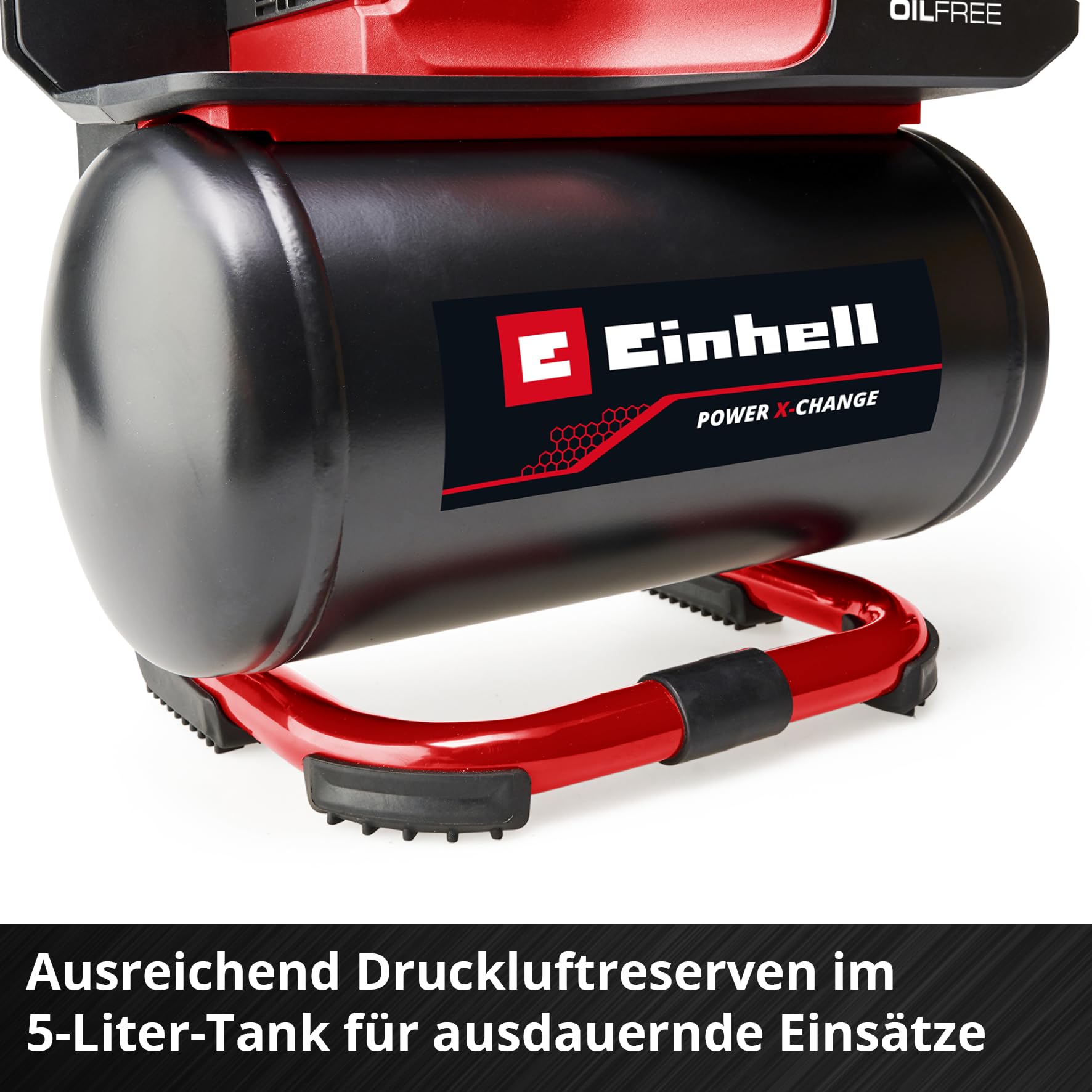 Einhell Akku-Kompressor TE-AC 18/75 Li OF-Solo Power X-Change (18 V, max. 8 bar, 5 l Tank, 75 l/min Ansaugleistung, 2 Manometer, ölfrei, ohne Akku)