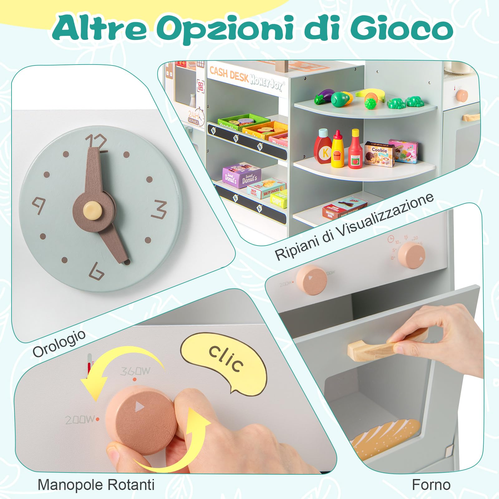 RELAX4LIFE Registratore di Cassa per Bambini, Banco Spesa Finta del Negozio/Supermercato con Distributore Automatico, Macchina POS e Lavagna, 15 Accessori (89 x 57 x 80 cm, Viola