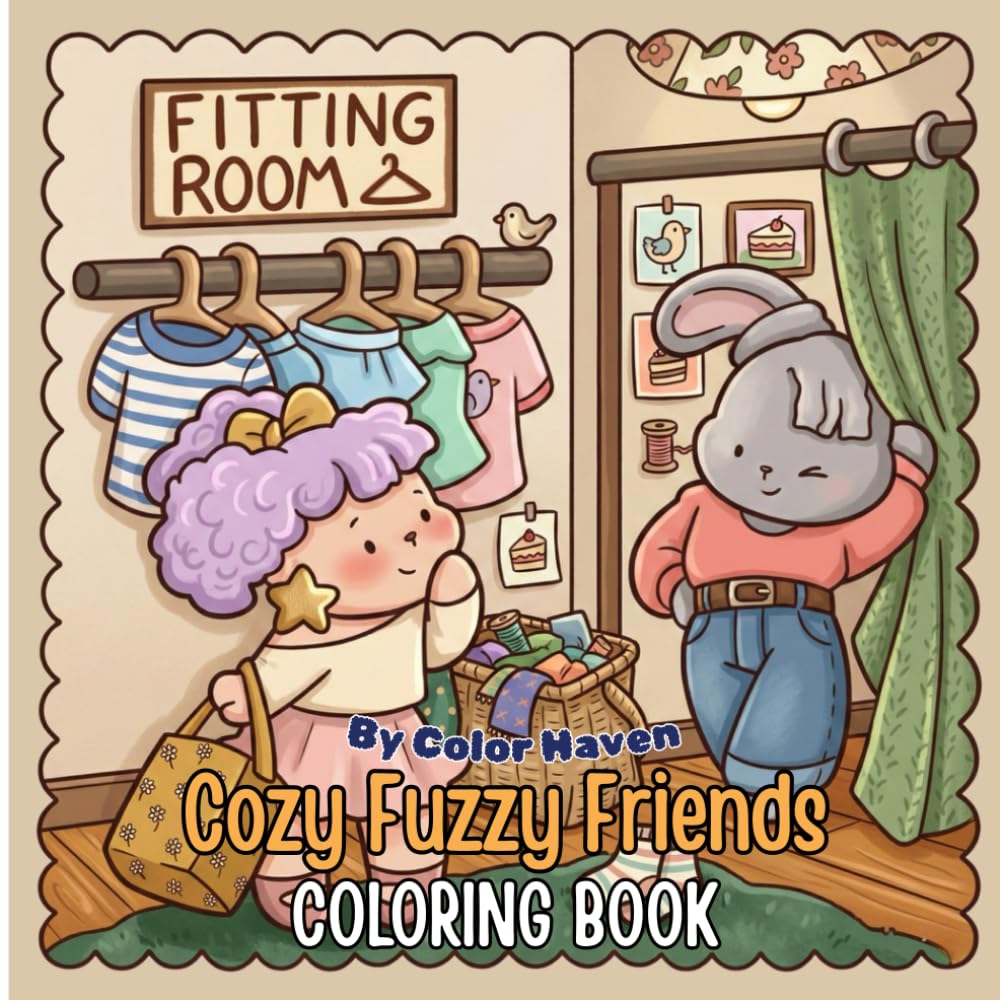 Cozy Friends: Coloring Book for Adults and Teens Featuring Super Cute Animal Characters with Easy and Simple Designs for Relaxation