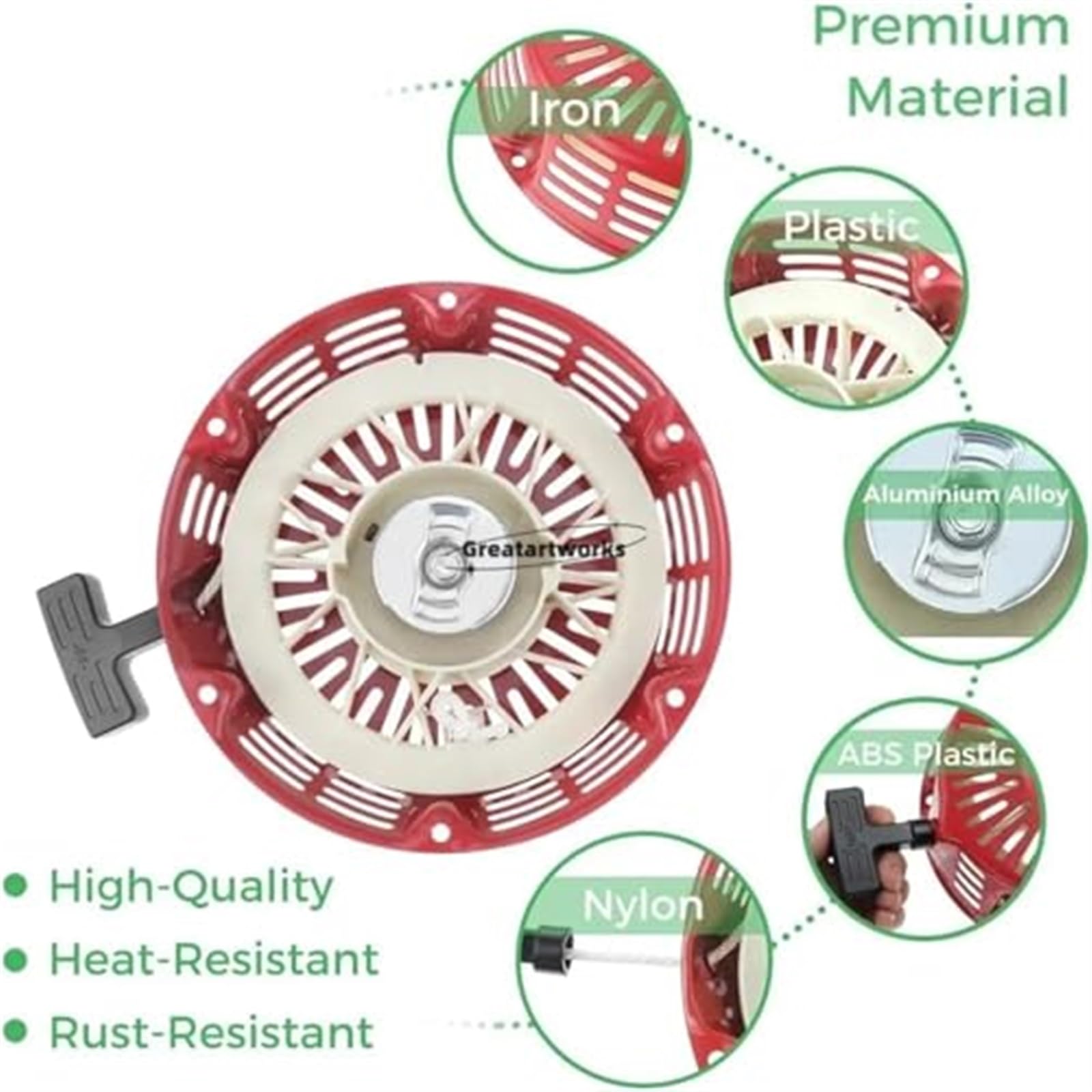 Conjunto de Arranque por Cuerda de Arranque de Retroceso con Kit de Cuerda de tracción for generador de Motor GX340 GX390 GX420 GX610 GX620 11HP 13HP 188F 28400-ZE3-W01 28400-ZE3-W01ZA Arranque
