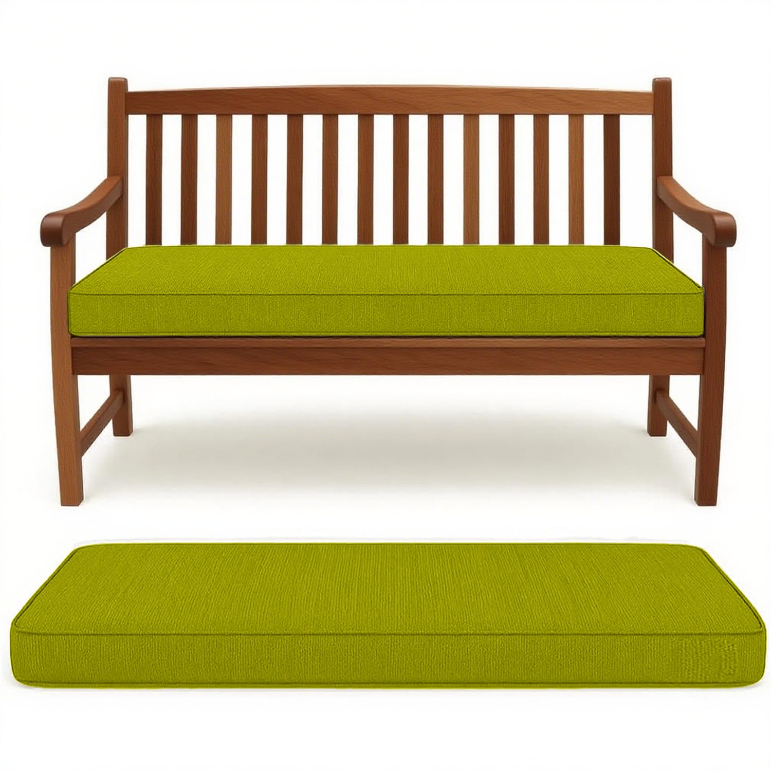 Coussin de banc extérieur 190x50 vert grand format pour banquette de jardin et terrasse