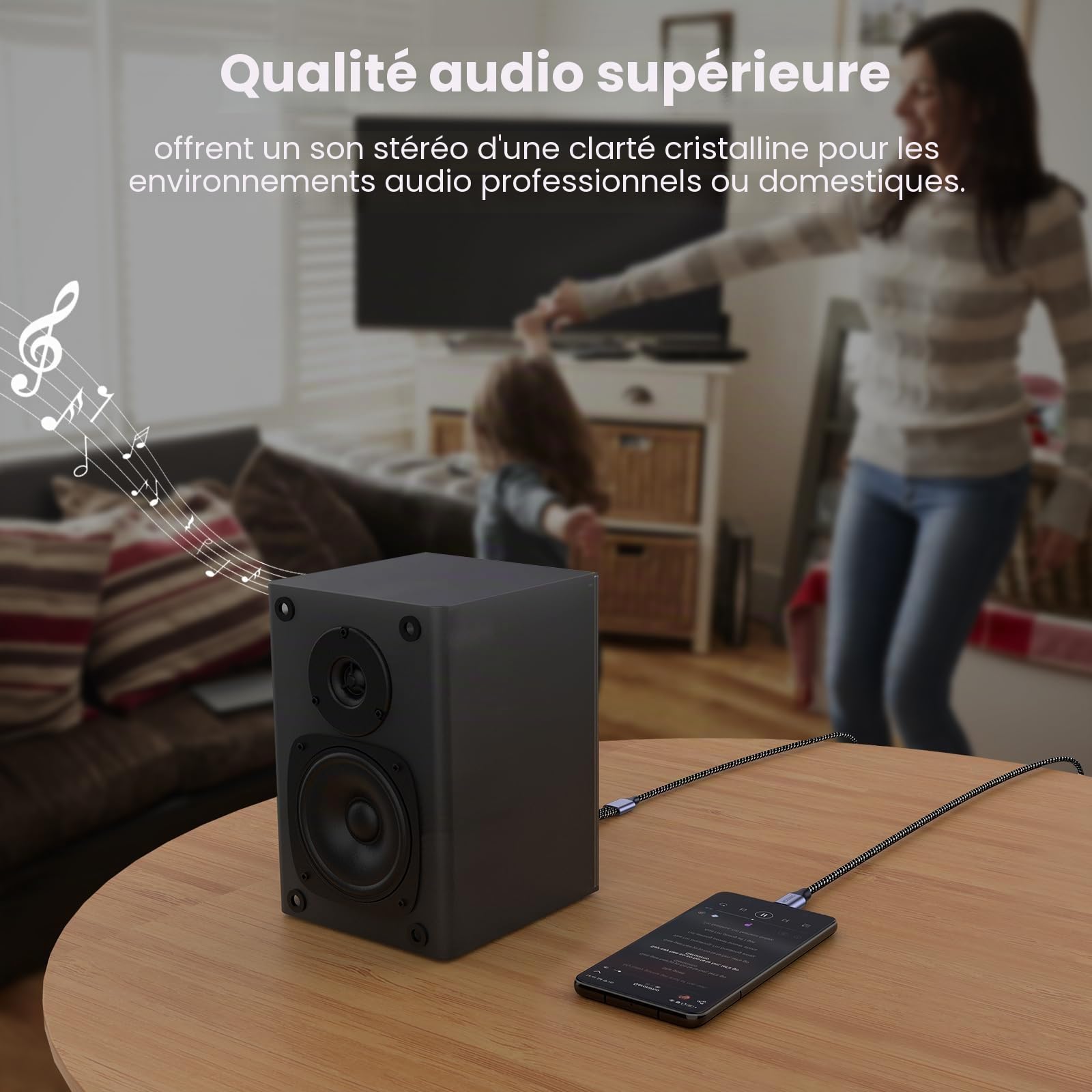 MOSWAG Câble 2 RCA USB C Audio Stéréo Adaptateur Type C Mâle vers 2 RCA Mâle Y Auxiliaire Audio Câble Numérique Compatible avec Téléphone Amplificateur Enceinte HDTV Home Cinéma Vidéo Projecteur