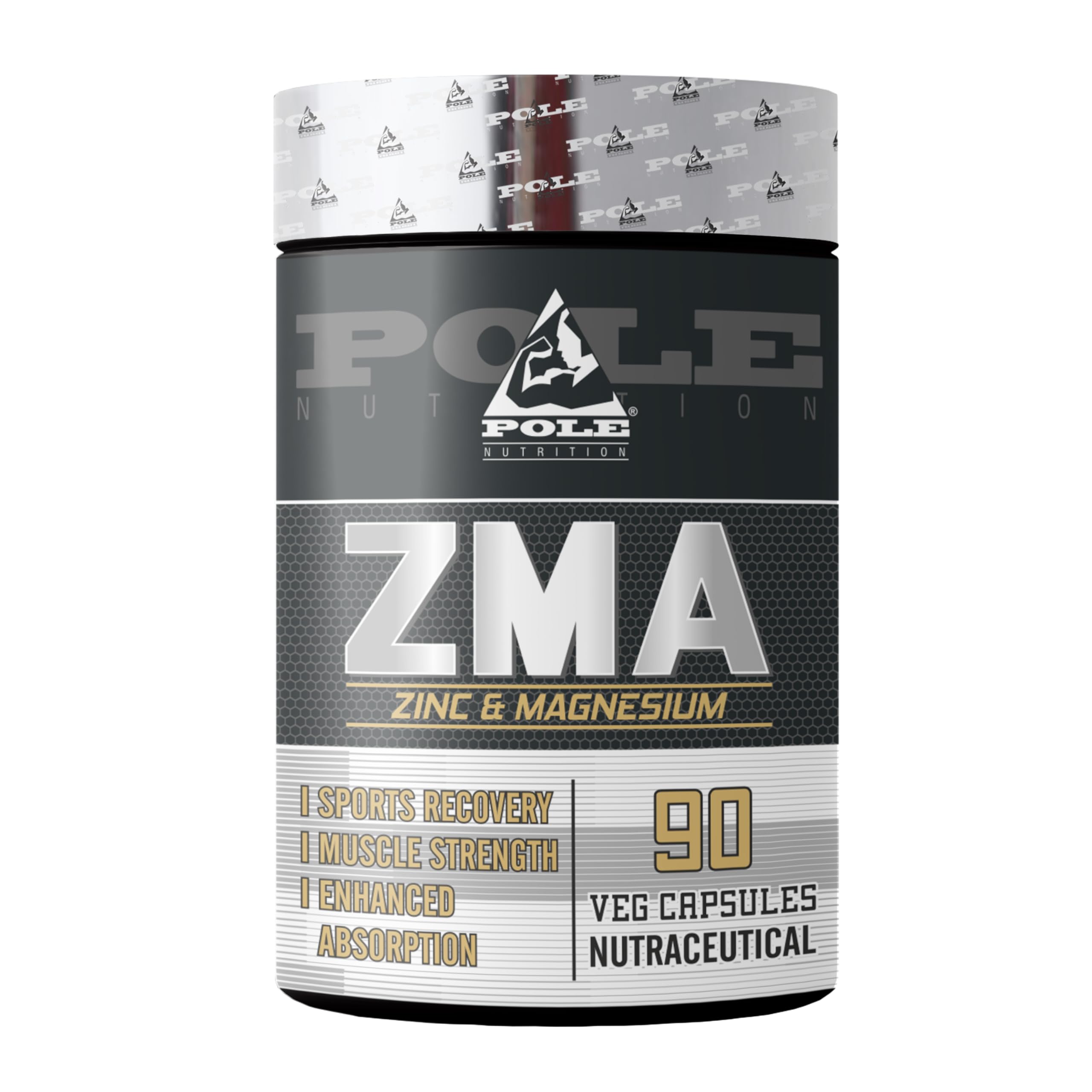 Pole Nutrition ZMA - Zinc & Magnesium Supplement for Enhanced Muscle Strength & Recovery - 90 Veg Capsules-image-0