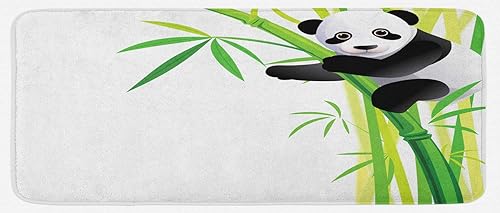 Lunarable Alfombra de cocina de panda joven para colgar en el árbol de bambú, bosque, naturaleza salvaje, trópico, ambiental, tapete decorativo de