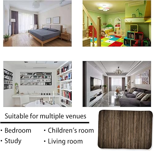 Miniatura 6 de Tapete de esponja lavable para dormitorio de niños y niñas, panel de madera marrón, decoración rústica de pared con textura de pared, alfombra