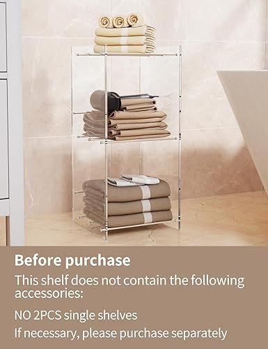 Miniatura 10 de solaround Acrylic Narrow Bookcase Skinny Bookshelf Modern Display Storage Organizer for Living Room Office Bathroom (Clear, 3 Tier)