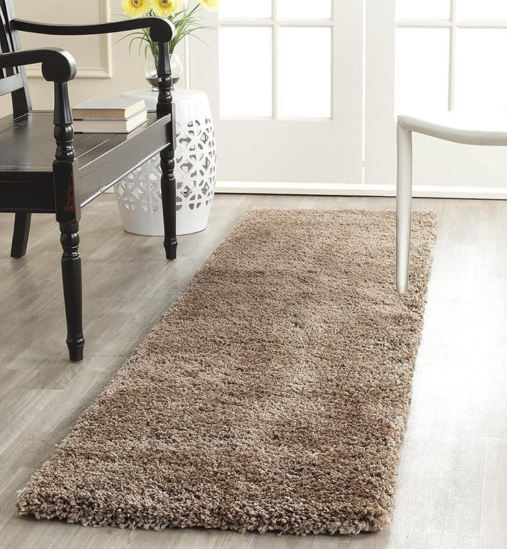 Image of Polyester Fluffy Fur Rugs & Modern Shaggy Floor Carpets for Living Room,Sofa Area,Hall,Kids Room,Guest Room | Elegent Bedside Runners for Besdroom(2x6 Feet Beige)