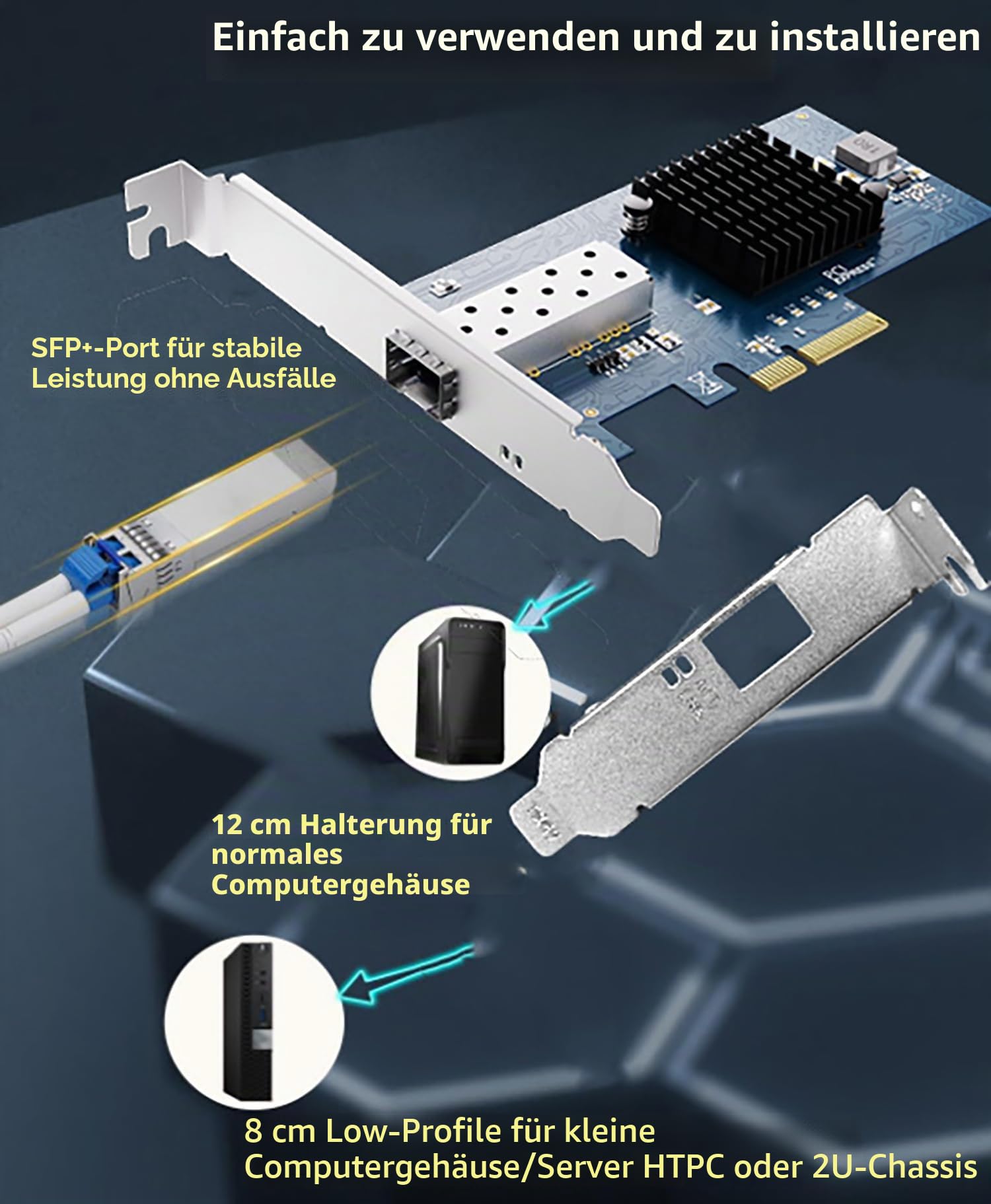 Offene SFP+ PCI-e-Netzwerkkarte, 10 GB, mit Int82599 (X520-DA1) Controller, 10 Gbit/s Ethernet-Adapter, 10 GB 10 G NIC-Karte, unterstützt Windows/Windows Server/VMware