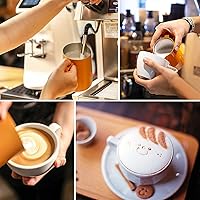 Vista 4 de Jarra para Espumar Leche, 20OZ/600ML Jarra de Vapor de Acero Inoxidable para Espresso, Taza Espumadora de Leche para Café con Bolígrafo de Arte