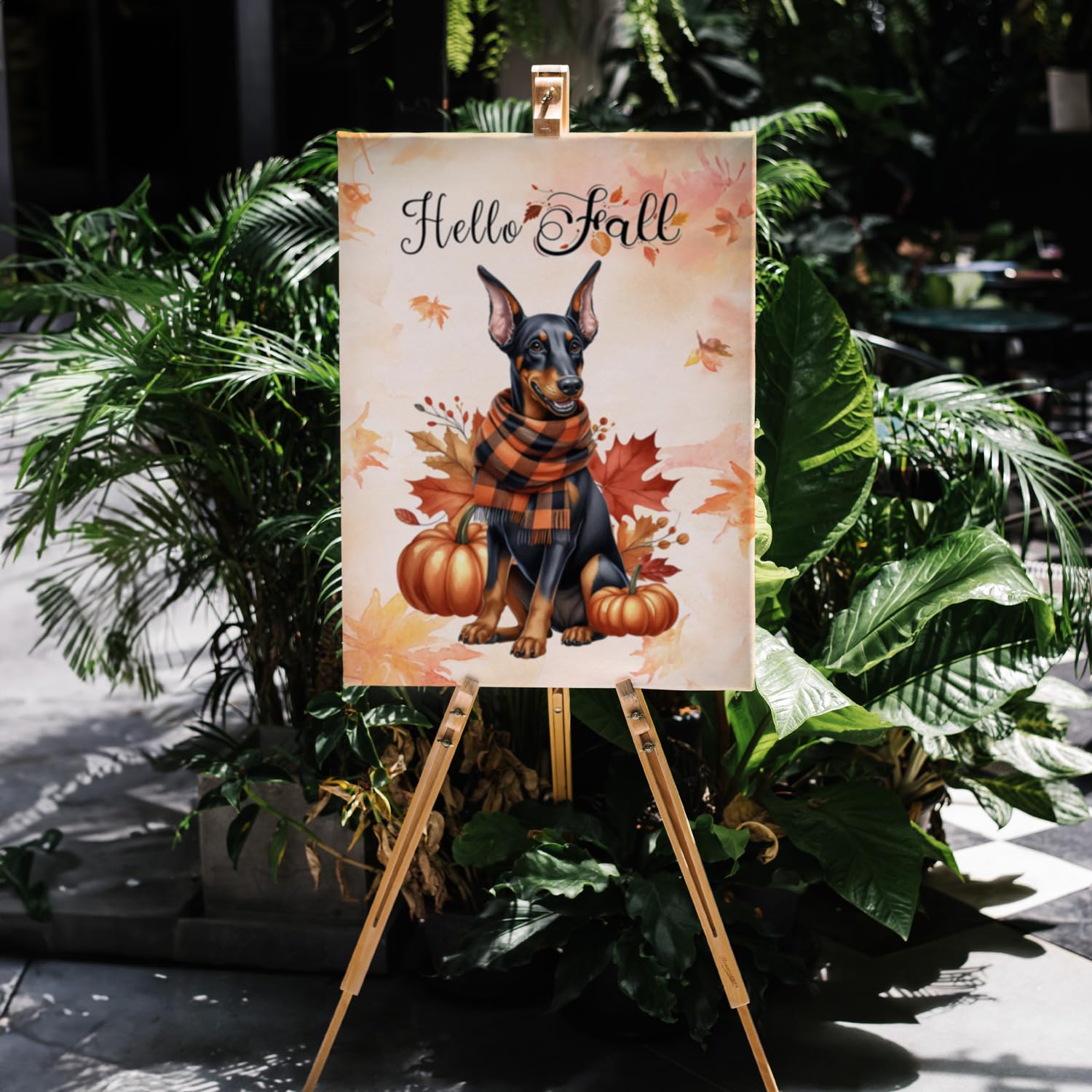 Doberman Pinscher In the Kitchen Wall or Door Hanging Prints