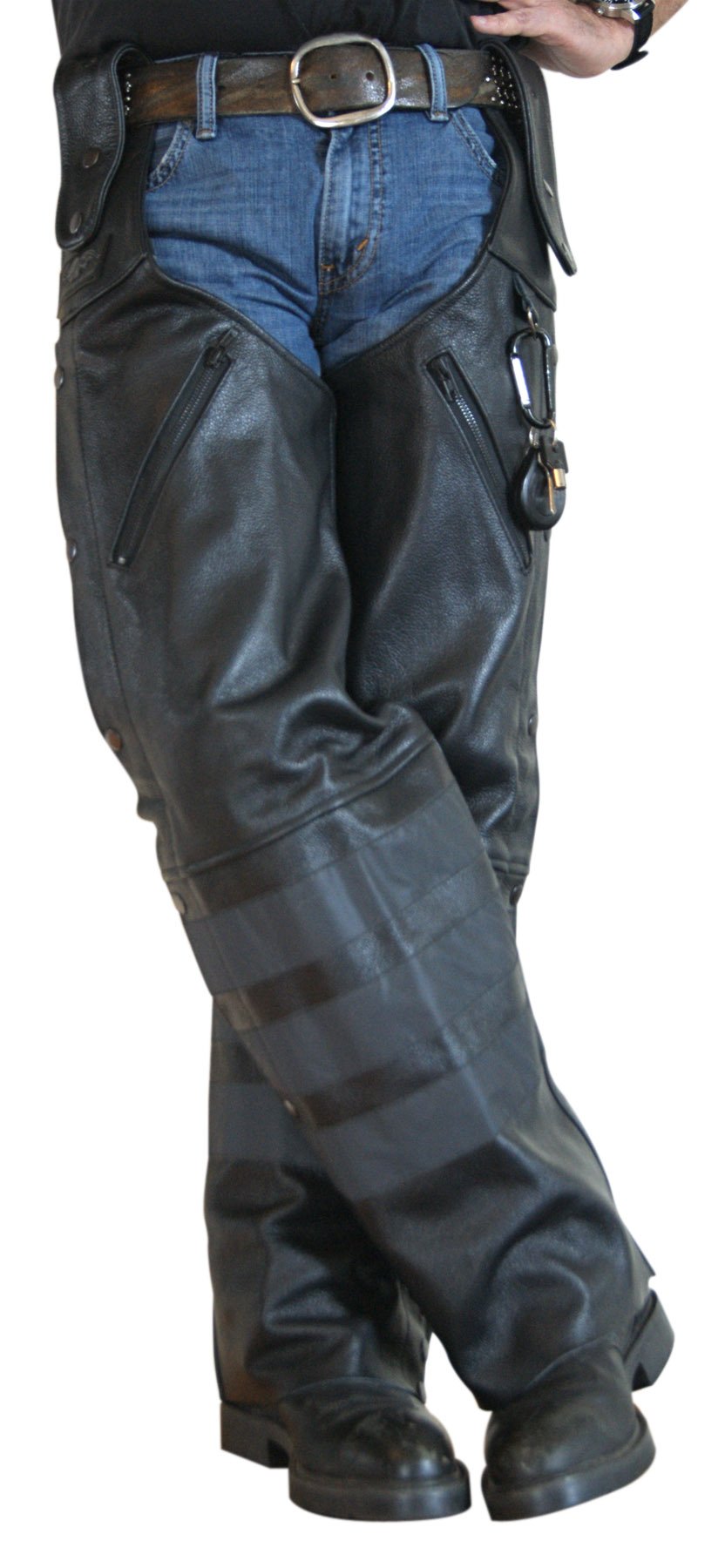 Missing Link Black Ops Leather Hook Chaps (Black, Small)