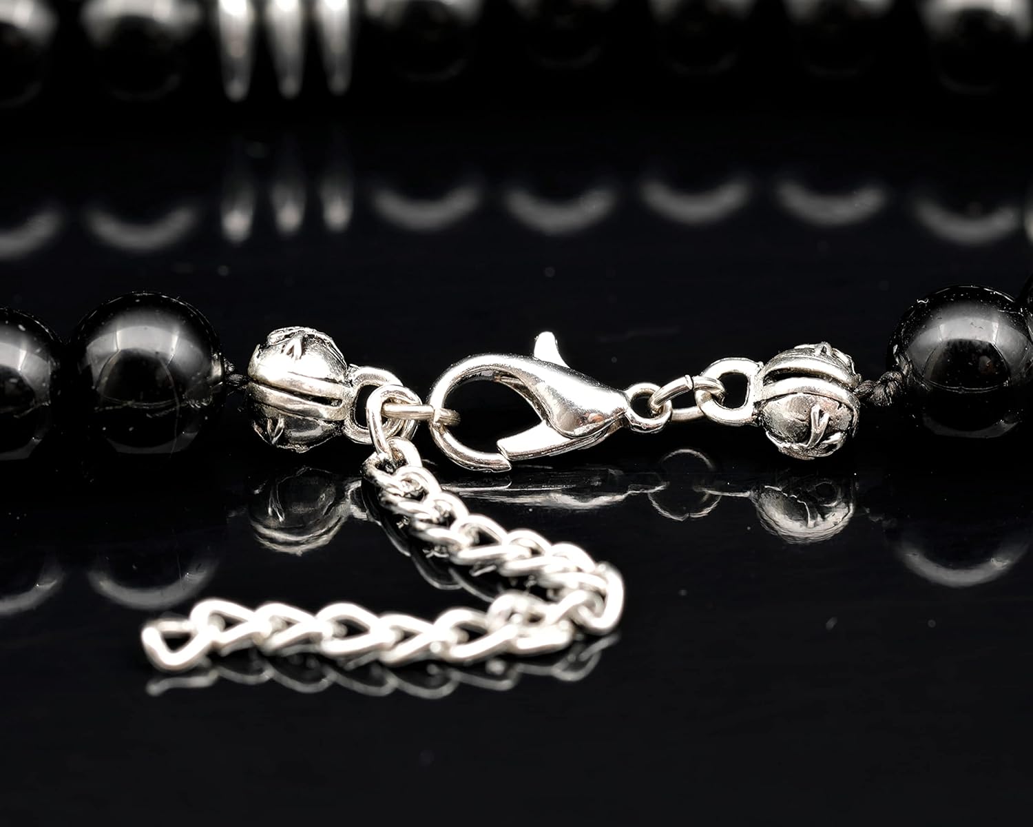 ElisaJewelryArt - Natural Amethyst Big Tree Of Life Pendant Black Onyx Stone Beaded Necklace Genuine Gemstone Feng Shui Stone Clasp Closure Necklace Unisex Necklace - Image 5