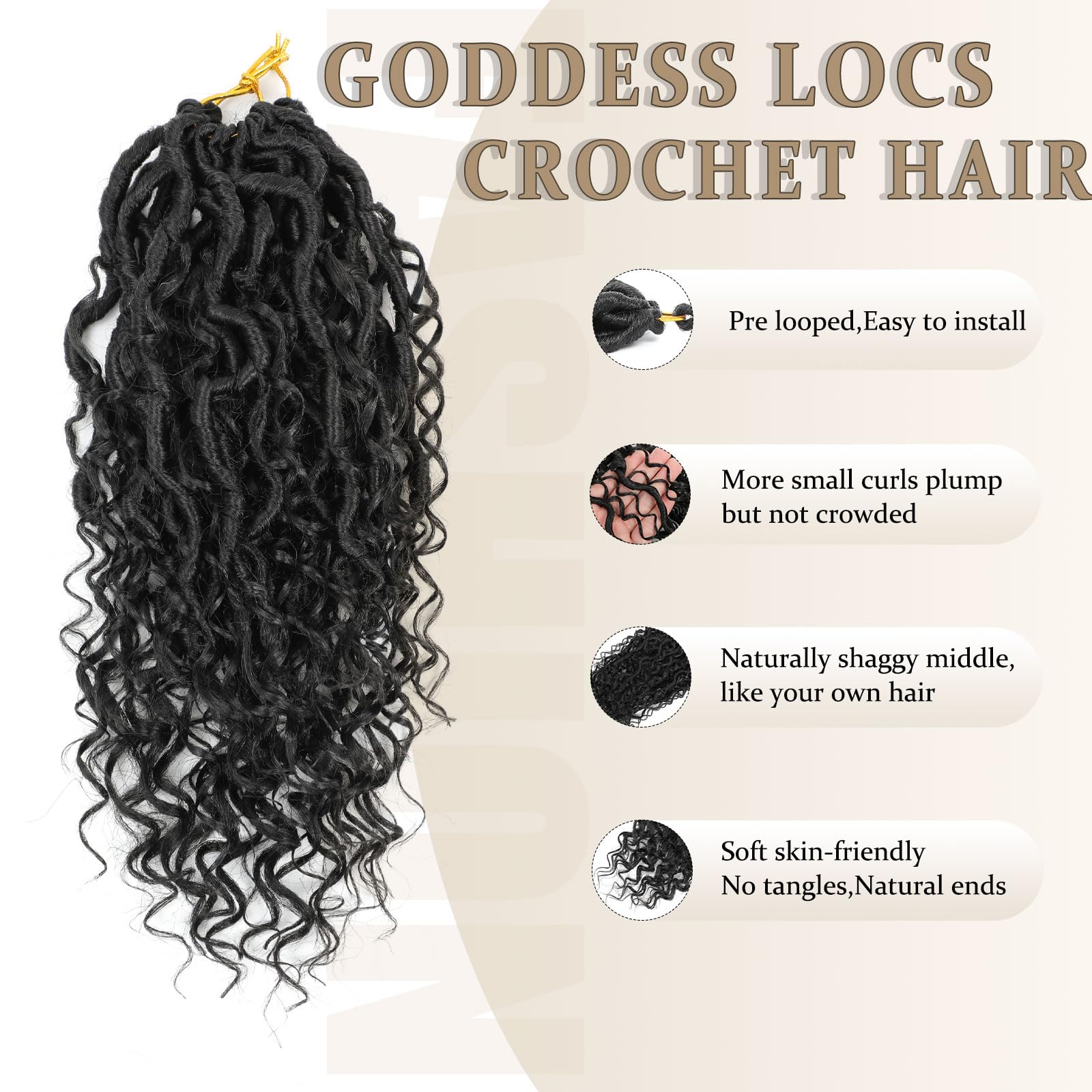 Goddess Locs Crochet Hair Pre-Looped Faux Locs Synthetic Hair