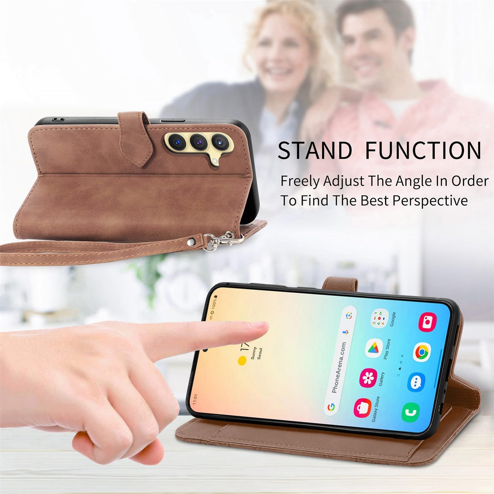 Generic Étui compatible avec Oppo Find X3 Lite (couleur : bleu) Étui portefeuille en cuir de qualité supérieure à rabat