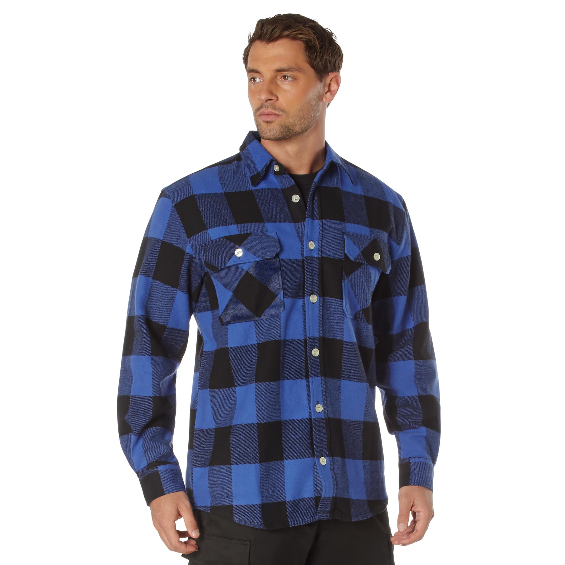 Chemise en flanelle très lourde Marron (3XL, bleu)