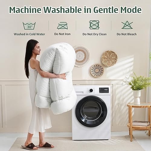 Vista 8 de DOWNCOOL Cubrecolchón Queen de 3 pulgadas – Cubrecolchón de espuma viscoelástica refrescante para aliviar el dolor de espalda, capa de aire