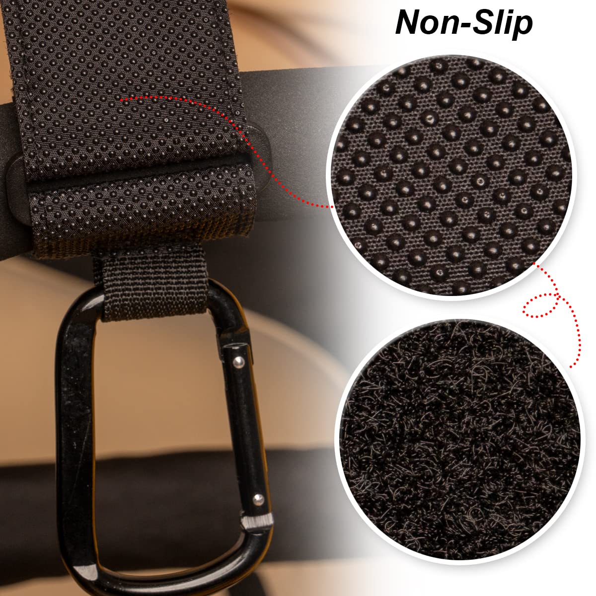 4 Pezzi Ganci Passeggino Universali Macla - Ganci per Passeggino Porta Borse in Alluminio - Portaoggetti Passeggino con Chiusura Regolabile in Velcro - Design Elegante e Cuciture Extra Forti