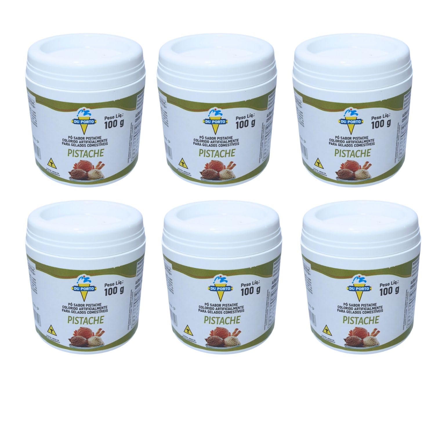 06 Base em Pó Para Sorvetes Picolés Geladinhos Vários Sabores Kit (Pistache)