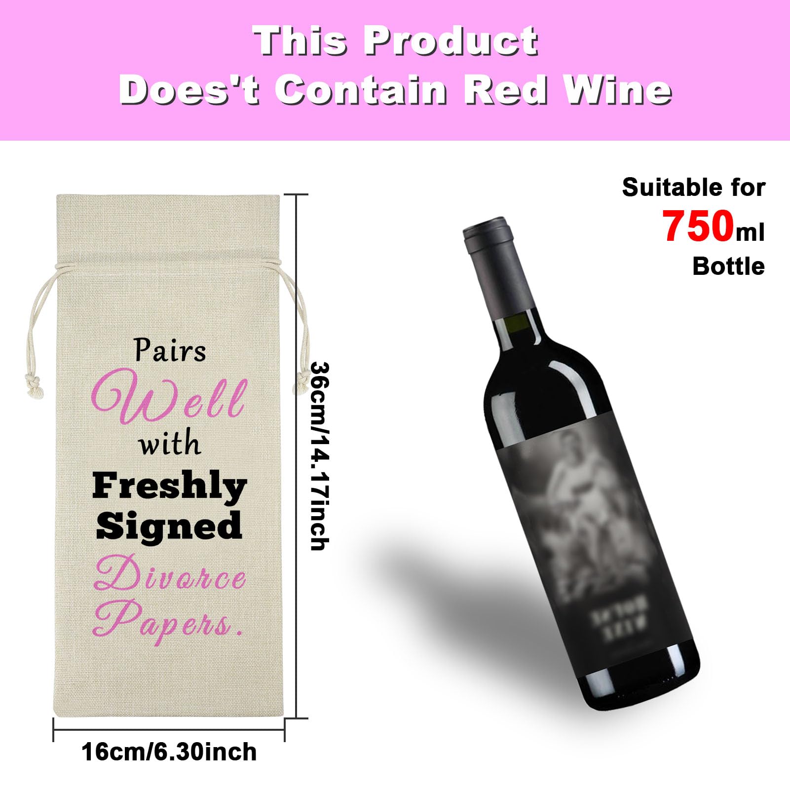 Divorce Gifts for Women Men Divorce Wine Bags Divorce Party Decorations Breakup Congratulations Gift New Beginning Gift Divorced Gift for Her Best Friends Sister Coworker Burlap Drawstring Wine Bag