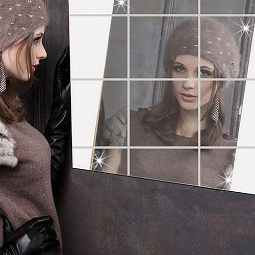 Miniatura 8 de Okngr Hojas de espejo flexibles, 19.68 x 78.74 pulgadas, pegatinas de pared de espejo acrílico, autoadhesivas, azulejos de espejo no vidrio, para