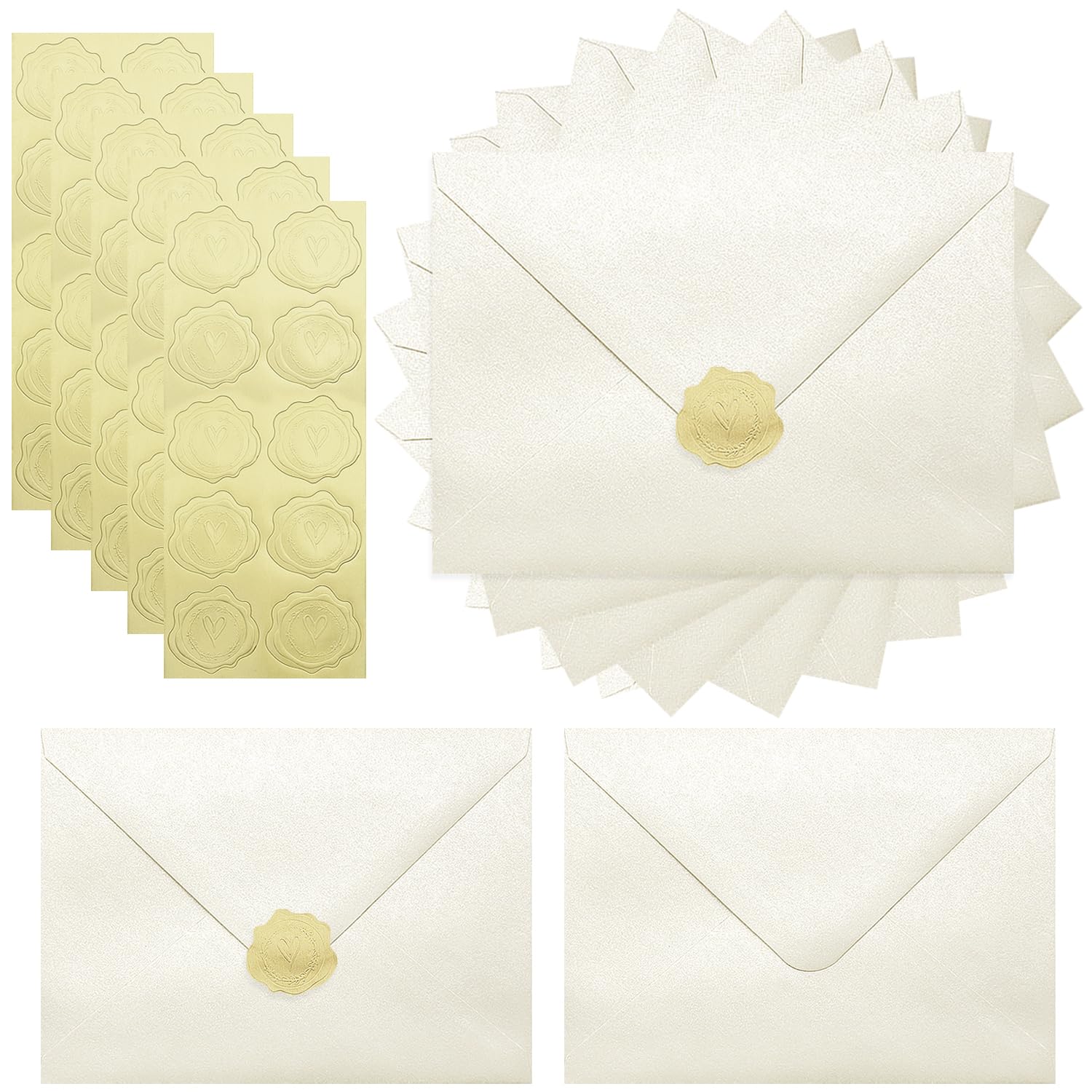 Zooyinfy 50 Pack A7 Pearl Envelopes 18.5 x 13.5cm,Ivory Pearl