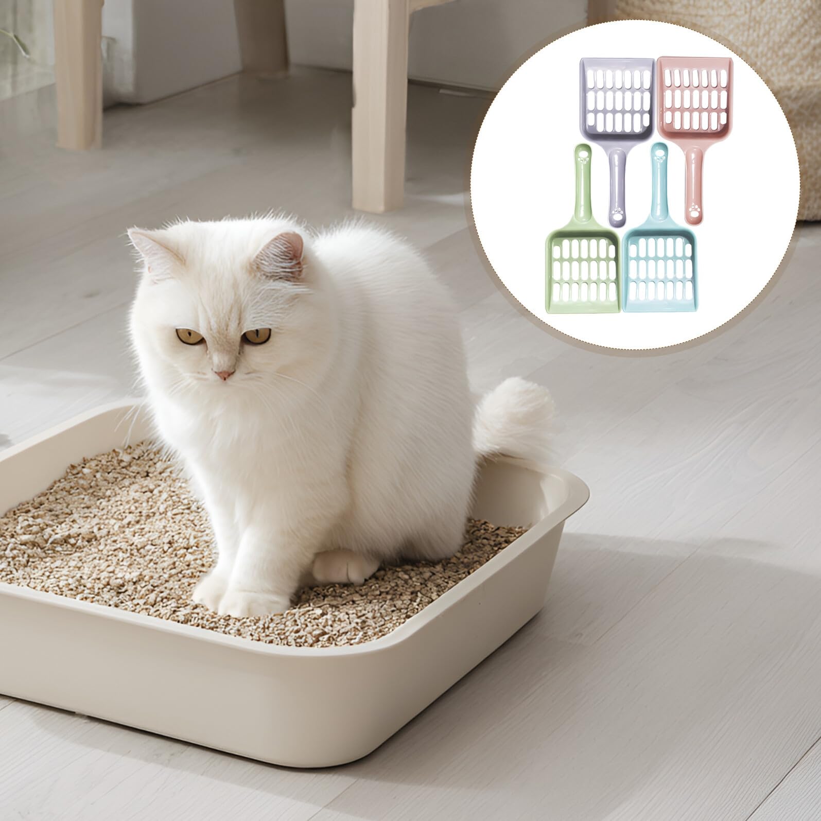 Abaodam 24 Pezzi Paletta Lettiera Gatti in Plastica Setaccio Fine per Pulizia Facile e Veloce Strumento Resistente e Leggero per Lettiera di Gatti e Cuccioli Compatibile con Tutte Le