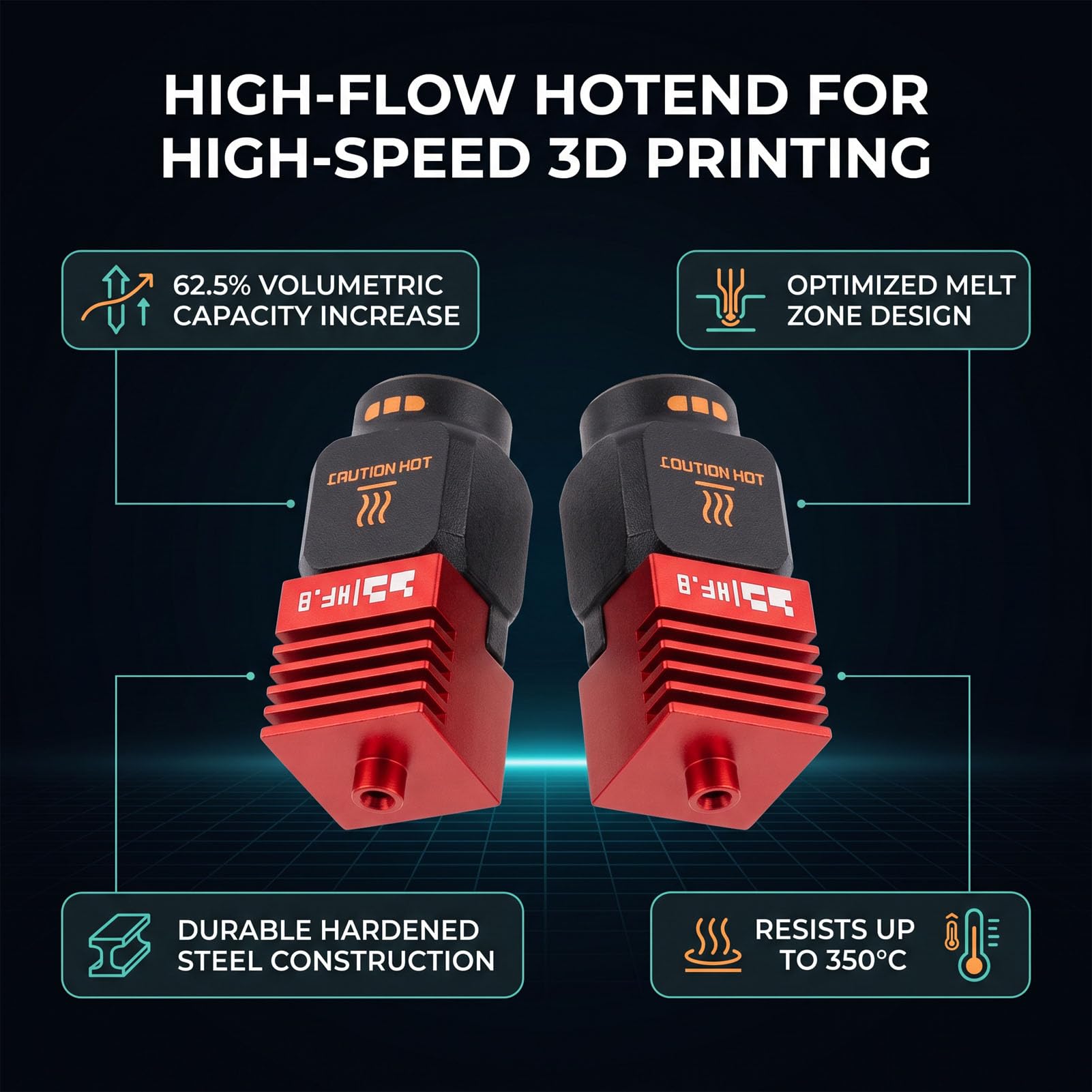Buse Hotend à Haut Débit, 0,8 Mm en Acier trempé