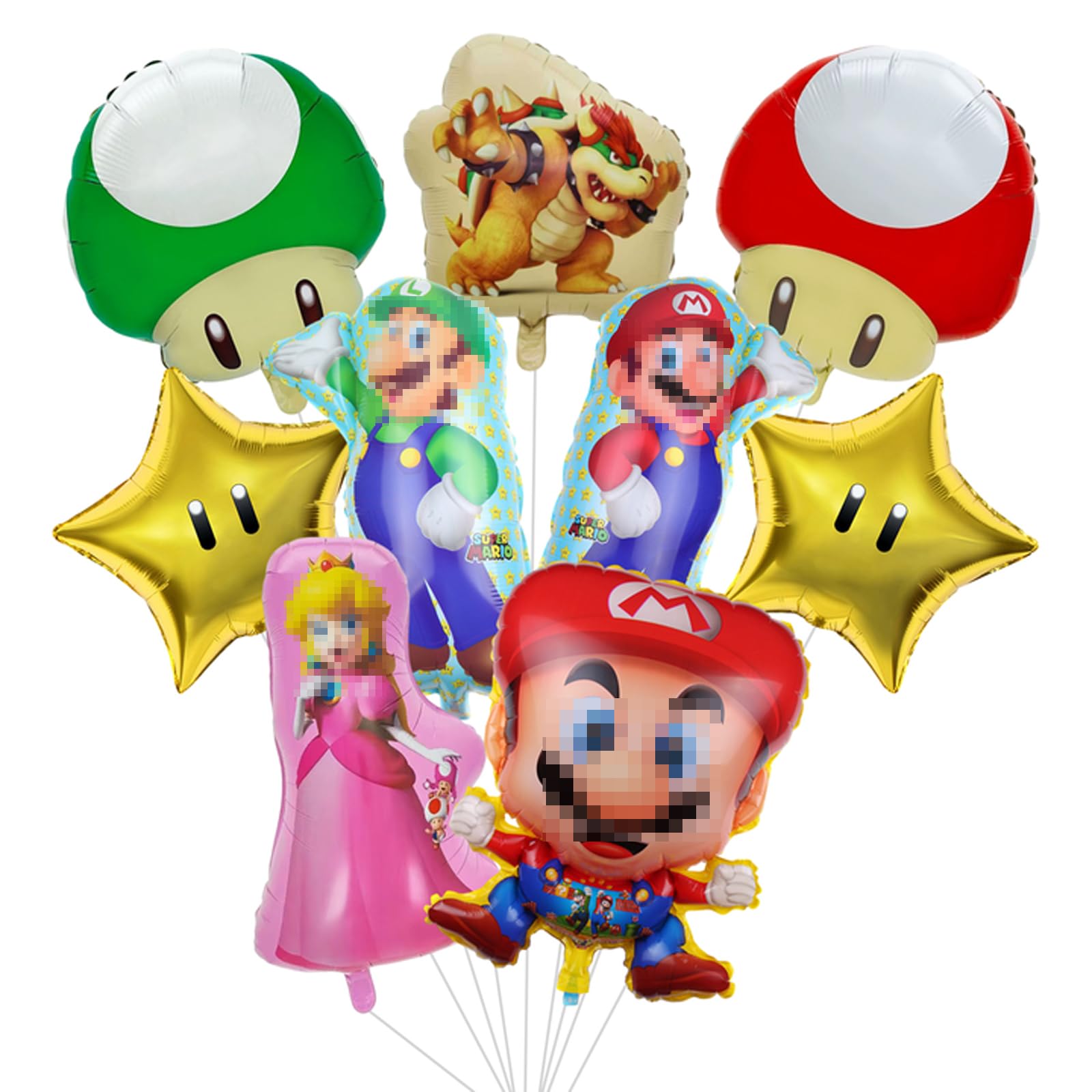 Vilntrosia 9PCS M-aris Birthday Decorations,Foil Balloons,Double-Sided Pattern Balloons,Happy Birthday Balloons-Birthday Party Balloons Decoration Supplies(MLA)