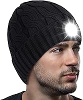 Vista 1 de HIGHEVER Gorro LED con luces, relleno de calcetines para hombres, regalos de Navidad y cumpleaños, Negro oscuro (con forro_super cálido)
