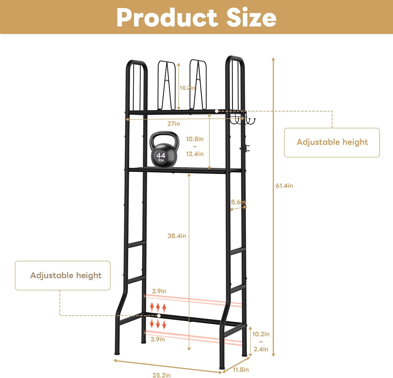 Jautokerdar Over the Toilet Storage Rack with Removable Dividers, Adjustable Shelves & Hooks - Metal Black Bathroom Organizer for Towels