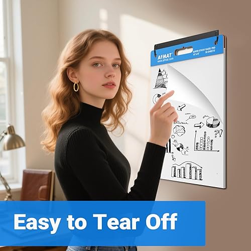 Miniatura 6 de AFMAT Mini caballete pegajoso, 15 x 18 pulgadas, papel para profesores, súper pegajoso y resistente a las manchas, papel de caballete autoadhesivo