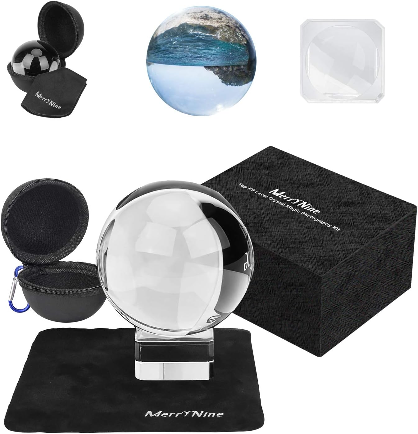 Photograph Crystal Ball with Stand and Pouch, K9 Crystal Sun Shine Catchers Ball with Microfiber Pouch, Decorative and Photography Accessory (80mm/3.15" with Gift Box)